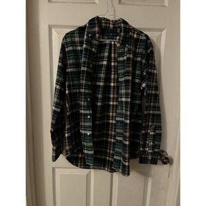 Ralph Lauren Classic Fit M Plaid Woven Cotton Long Sleeve Button-Down Shirt